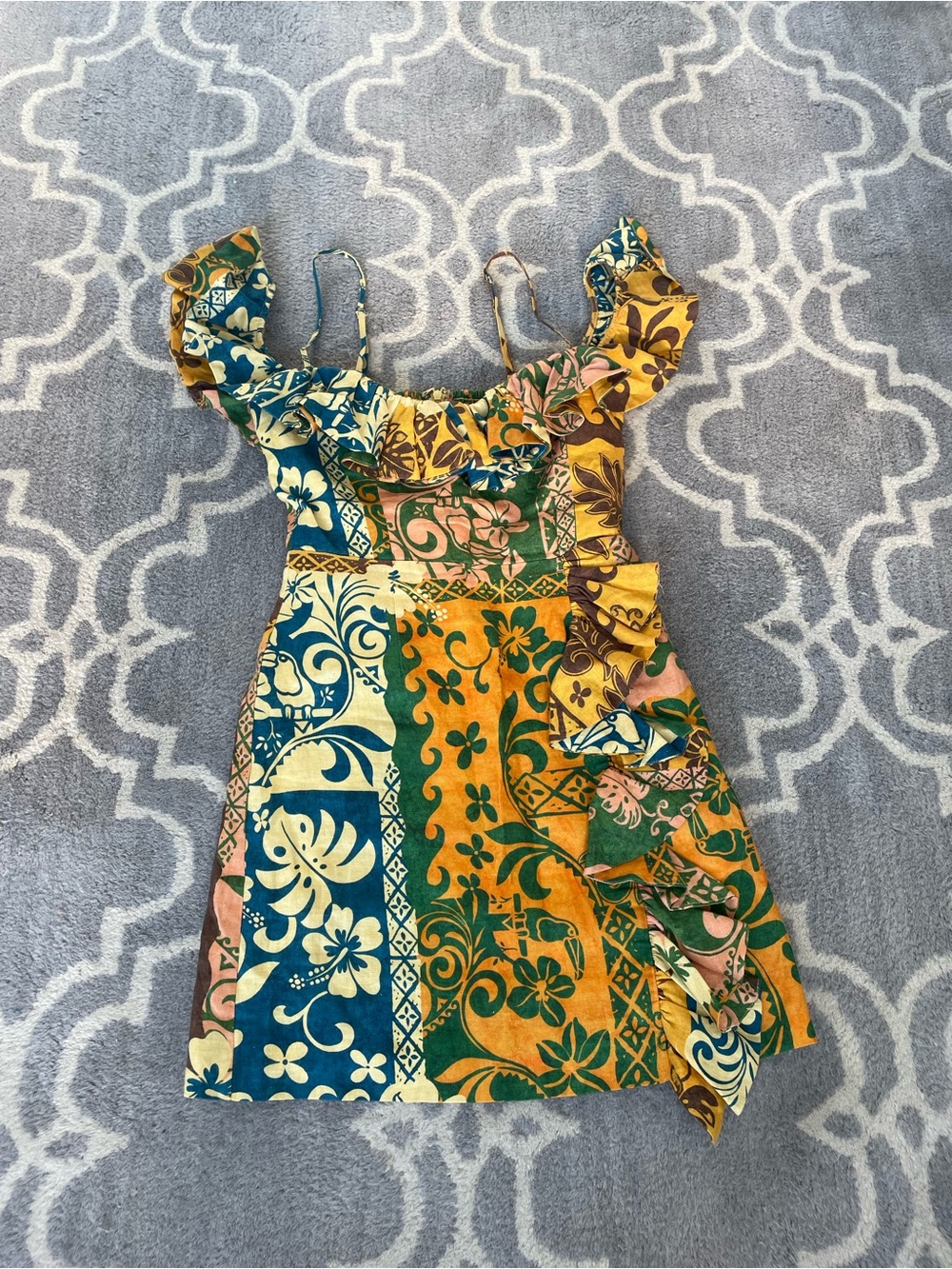 Alemais Floral Patchwork Ruffle Dress - Picture 2 of 9